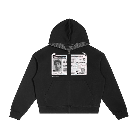 Contrast Plaid Fake ID Zip Up